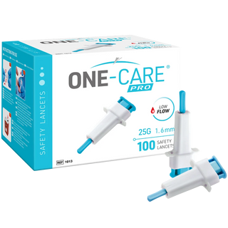 MediVena 1013 Low Flow One-Care  Pro Safety Lancets Top Button Activated