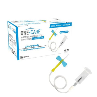 MediVena 5042-H One-Care Glide-Lock Safety Blood Collection Wing Sets Pre-Attached Holder, 23G