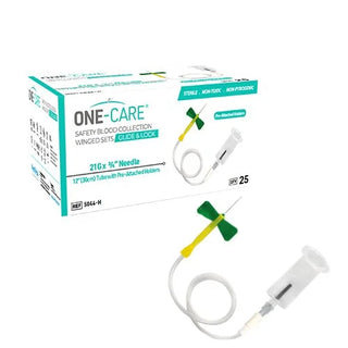 MediVena 5044-H One-Care Glide-Lock Safety Blood Collection Wing Sets Pre-Attached Holder, 21G