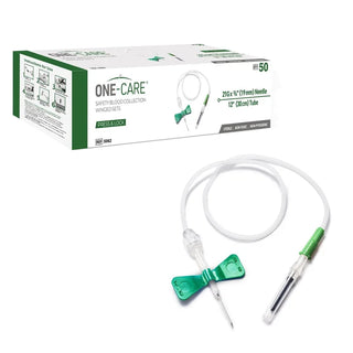  MediVena 5062 One-Care Press and Lock Safety Blood Collection Wing Sets, Luer Adapter,21G