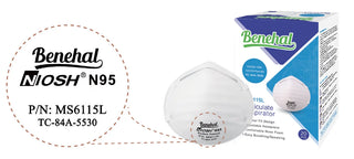 MediVena M6115L Benehal N95 Mask, Surgical Respirator NIOSH Certified, Cup-Design