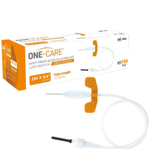 MediVena One-Care Ergo-Shield Safety Blood Collection Wing Sets Luer Adapter without Holder,25G