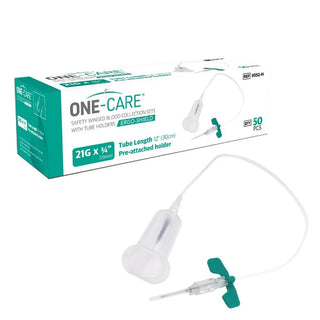 MediVena One-Care Ergo-Shield Safety Blood Collection Wing Sets,  Pre-attached Holder,21G
