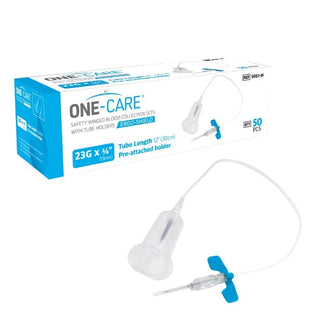 MediVena One-Care Ergo-Shield Safety Blood Collection Wing Sets,  Pre-attached Holder,23G