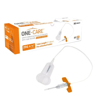 MediVena One-Care Ergo-Shield Safety Blood Collection Wing Sets,  Pre-attached Holder,25G
