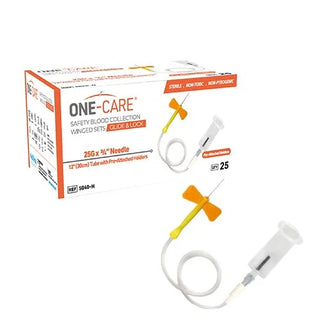 MediVena 5040-H One-Care Glide-Lock Safety Blood Collection Wing Sets Pre-Attached Holder, 25G