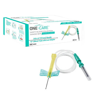 MediVena One-Care Glide and Lock Safety Blood Collection Wing Sets, 21Gx 3/4 Inch Box