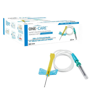 MediVena One-Care Glide and Lock Safety Blood Collection Wing Sets, 23Gx 3/4 Inch Box