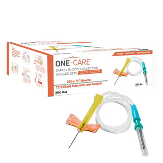 MediVena One-Care Glide and Lock Safety Blood Collection Wing Sets, 25Gx 3/4 Inch Box