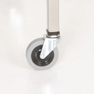 MidCentral Instrument-Back Tables with Shelf's wheel on a white background