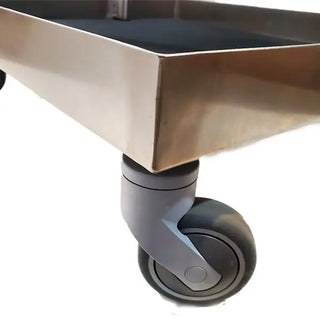 Close-up of a wheel on a MidCentral MCM-148 Stirrup Cart with a white background