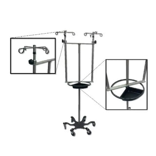 Medical IV stand with adjustable arms on a white background