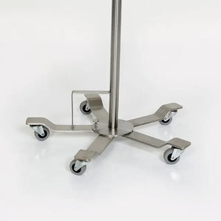 Metal MidCentral MCM-290 Foot Control SS IV Pole with wheels on a white background