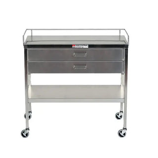Stainless steel medical MidCentral Mid-Size Utility/Prep Table with two drawers on a white background
