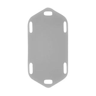 Metallic gray hexagonal MidCentral Patient Slider Board with cutouts on a white background