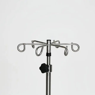 Metal MidCentral Stainless Steel 5-leg IV Pole with multiple hooks on a white background