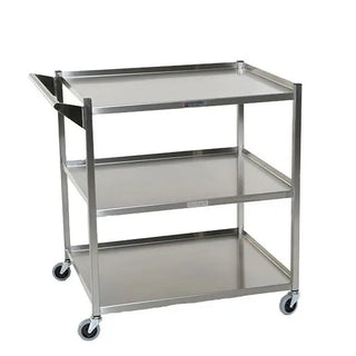 Stainless steel MidCentral Stainless Steel Utility Cart with three shelves on a white background