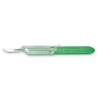 Green safety scraper Myco Medical Redi Cut RCRSS10NS  on a white background