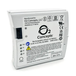 O2 Concepts 800-1072 rechargeable 14.4V lithium-ion battery for the Oxlife Liberty2 portable oxygen concentrator.