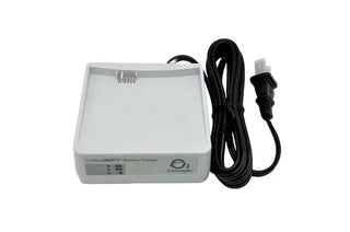 xlife Liberty2 battery connected to the O2 Concepts 800-1073 external battery charger kit.