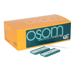 OSOM® 993312_CS Reproductive Health Test Kit hCG Pregnancy Test packaging with two test strips on a white background