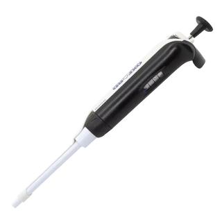 Black and white Oxford Accupet Single Channel L Pipette on a white background