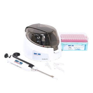 Oxford BenchMate C8-M Micro Centrifuges and a container on a white background