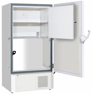 PHCbi  VIP ECO -86°C upright ultra low temperature freezer with natural refrigerants, VIP Plus insulation, and EZlatch door handle