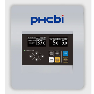 PHCbi MCO-50M-PA Cell-IQ multigas CO₂/O₂ incubator with OLED display, dual IR CO₂ sensor, zirconia O₂ sensor, and inCu-saFe chamber