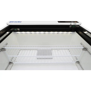 PHCbi MPR-S300H-PA pharmaceutical refrigerator with insulated sliding glass doors, OLED display, forced-air cooling, and 345L capacity