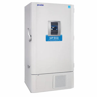 PHCbi  VIP ECO -86°C upright ultra low temperature freezer with natural refrigerants, VIP Plus insulation, and EZlatch door handle