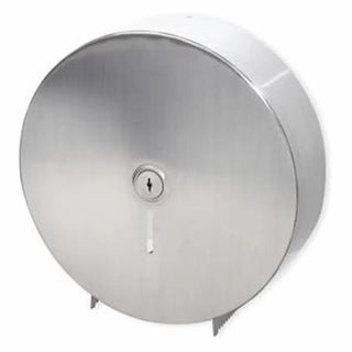 Palmer Fixture RD0348 single 14-inch jumbo tissue dispenser with a brushed stainless steel finish for commercial restroom wall mounting.