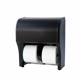 Palmer Fixture RD0445 premium quad toilet tissue dispenser with a modern wall-mounted design available in black matte and brush matte stainless finishes.