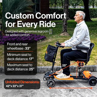 Passport Prime Mobility Scooter - Foldable, 48V Li-Ion Battery, Supports up to 330 lb
