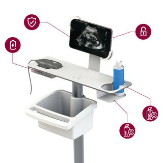 Pegasus Ultrasound, Portable Ultrasound Roll Stand, Dedicated Design for Butterfly IQplus or GE VSCAN AIR