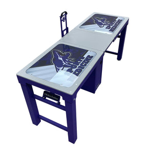 Blue and gray Pivotal Health Aluma Elite Portable Workstation with a logo on a white background