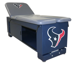 Blue Pivotal Health ET Treatment Cabinet with Houston Texans logo on a white background