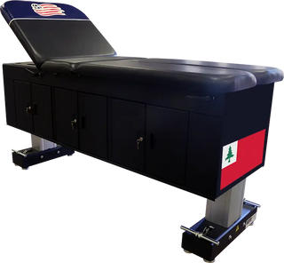 Black Pivotal Health ET Treatment Cabinet with American flag design on a white background