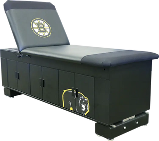 Black Pivotal Health ET Treatment Cabinet with Bruins logo on a white background
