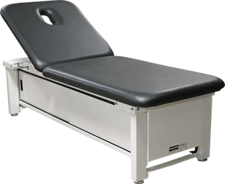 Black Pivotal Health ME2000 Elevating Treatment Table on a white background