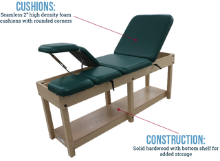 Pivotal Health PT9080 HIP & KNEE FLEXION Treatment Table with green cushions and wooden frame on a white background