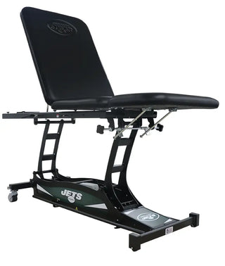 Black adjustable Pivotal Health THERA-P™ Electric Treatment Table with 'Jets' branding on a white background