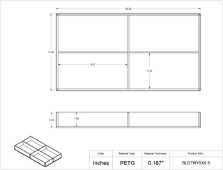 Poltex BLDTRY 5 x 9.5 PETG Blood Tube Rack Organizer Carrying Tray