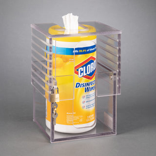 Poltex DECOMINMAX59-W Adjustable Lockable Acrylic Wipe Canister Holder