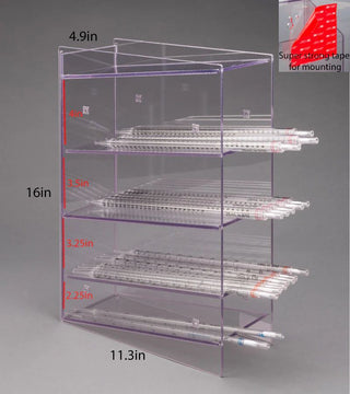 Poltex PGSERPIP4  4 Pocket Serological Pipette Holder (PETG)