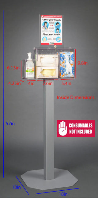 Poltex RESPS-3STL-SLV Locking Respiratory Hygiene Station S