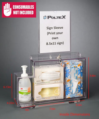Poltex RESPS-3STL-SLV Locking Respiratory Hygiene Station S