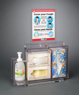 Poltex RESPS-3STL-SLV Locking Respiratory Hygiene Station S
