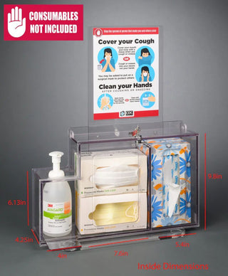 Poltex RESPS-3STL-SLV Locking Respiratory Hygiene Station S