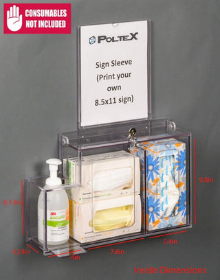 Poltex RESPS-3STL-SLV Locking Respiratory Hygiene Station S